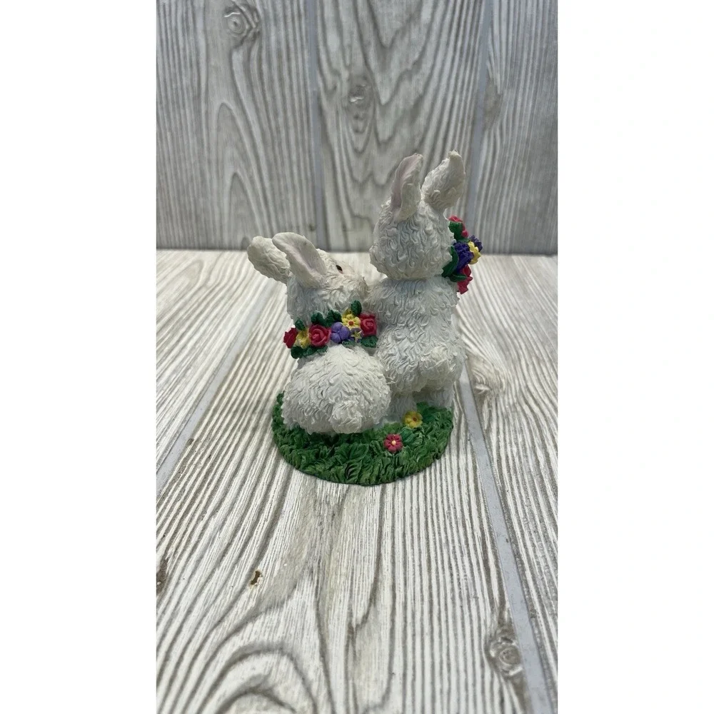 VTG Easter Bunny Shelf Sitter Rabbit Ceramic Head Hands + Ceramic Bunnies Figure